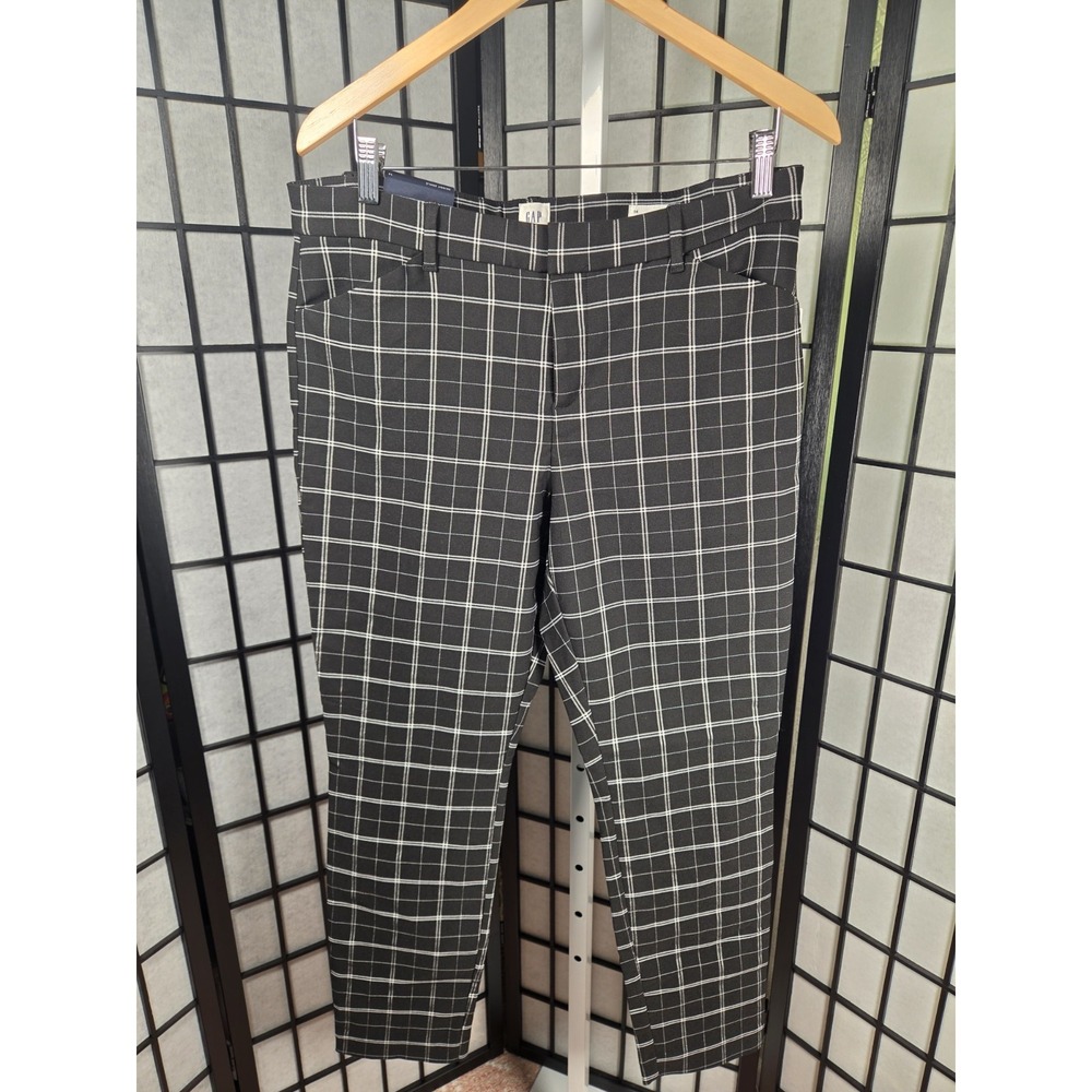 GAP Academia Preppy Work Wear Windowpane Plaid Ankle Skinny Slim Size 14